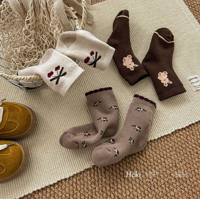 Miso - Korean Children Fashion - #minifashionista - Bunny Cherry Socks Set - 8