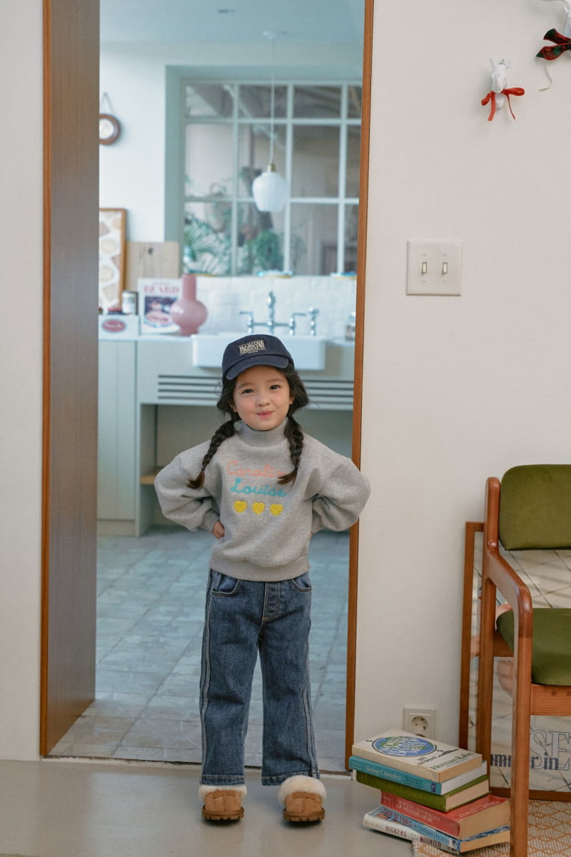 Momo Ann - Korean Children Fashion - #minifashionista - Track Fleece Denim Pants - 3