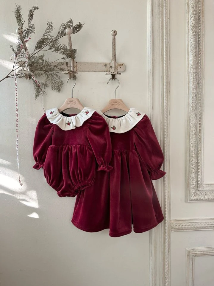 Monbebe - Korean Baby Fashion - #babywear - Merry Velvet Bodysuit - 7