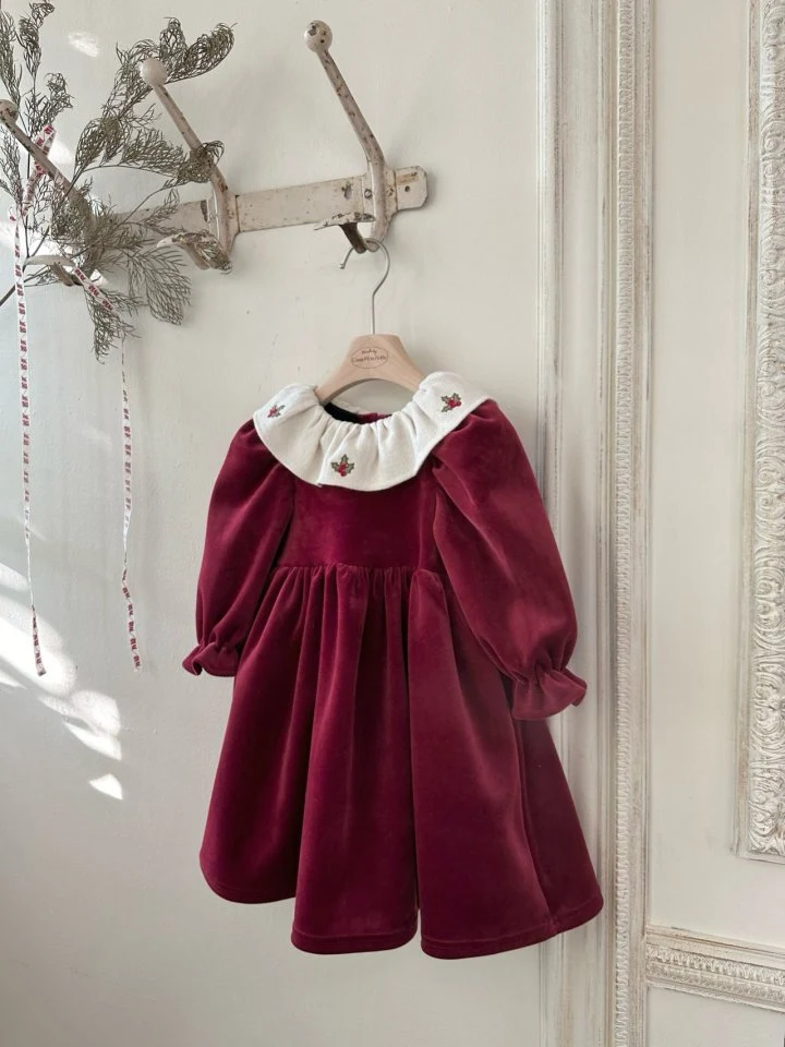 Monbebe - Korean Children Fashion - #kidsshorts - Merry Velvet Dress - 2