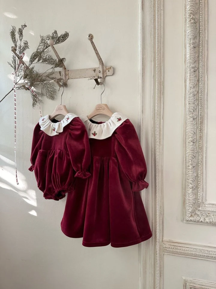 Monbebe - Korean Children Fashion - #toddlerclothing - Merry Velvet Dress - 11