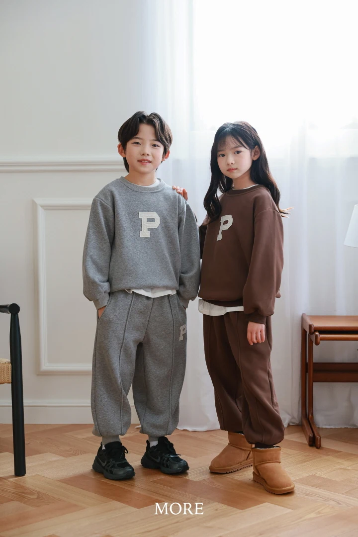 More - Korean Children Fashion - #discoveringself - P Logo Top Bottom Set - 3