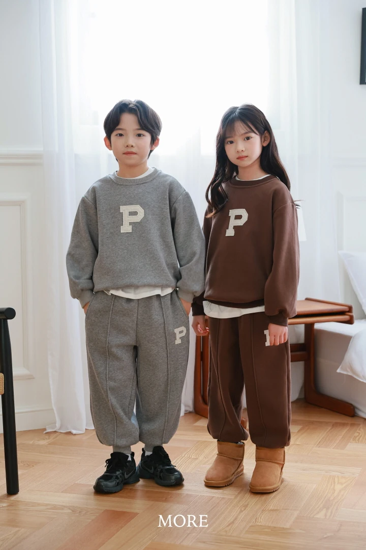 More - Korean Children Fashion - #discoveringself - P Logo Top Bottom Set - 4