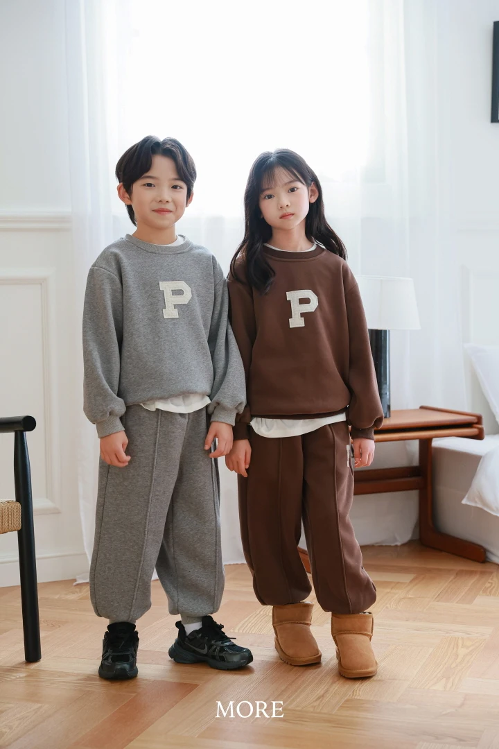 More - Korean Children Fashion - #kidsshorts - P Logo Top Bottom Set - 5