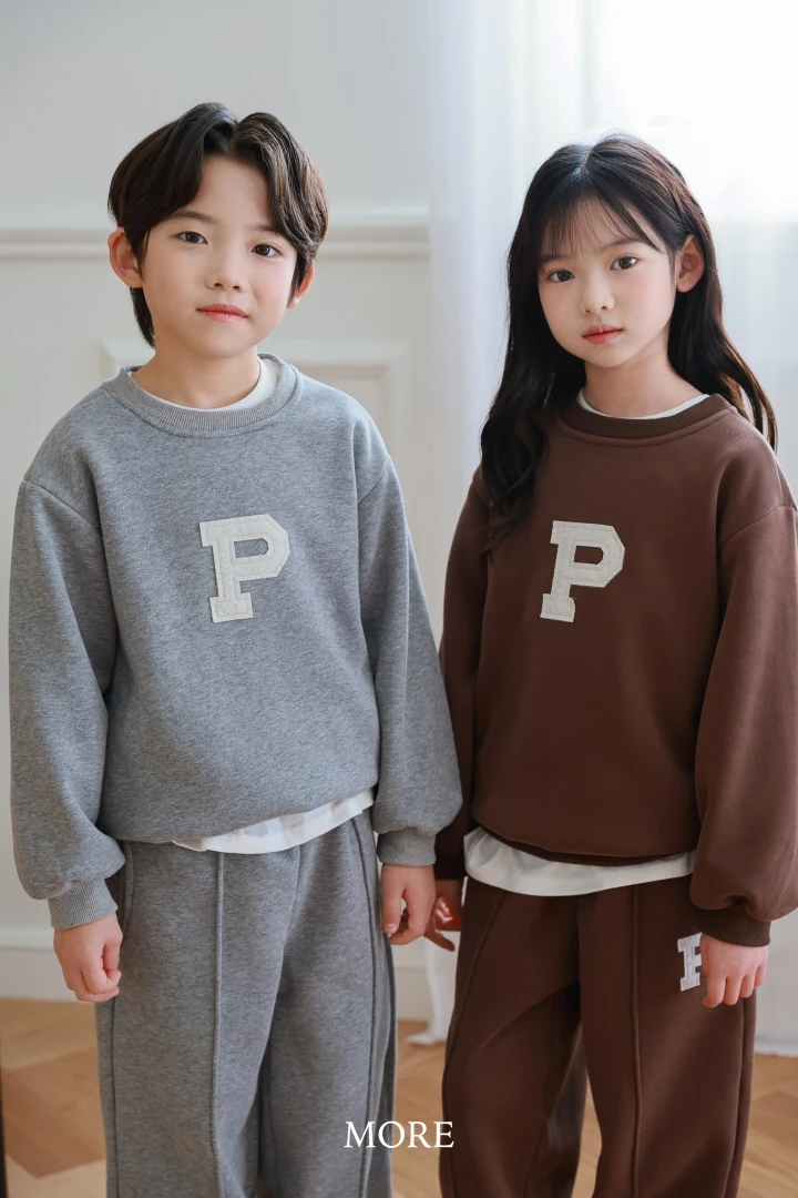 More - Korean Children Fashion - #kidzfashiontrend - P Logo Top Bottom Set - 7