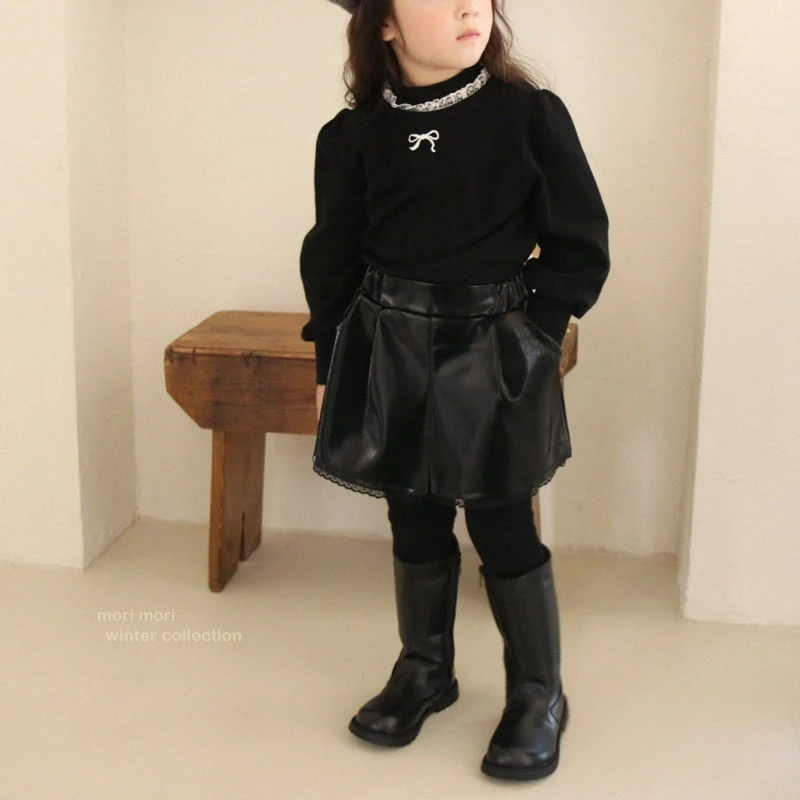 Mori Mori - Korean Children Fashion - #littlefashionista - Ribbon Mockneck Tee - 2