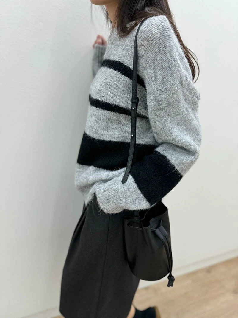 Most - Korean Women Fashion - #momslook - Again Stripe Knit Sweater - 3