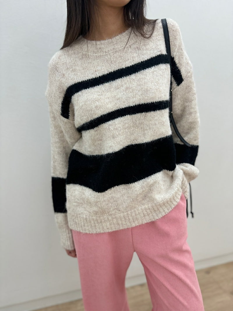 Most - Korean Women Fashion - #momslook - Again Stripe Knit Sweater - 5