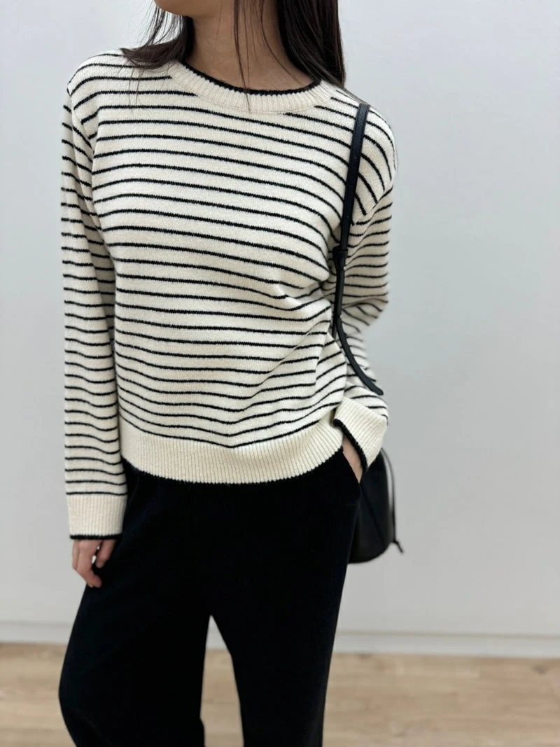 Most - Korean Women Fashion - #momslook - Mogan Stripe Knit Sweater