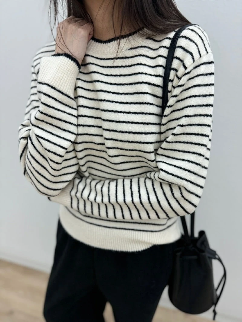 Most - Korean Women Fashion - #momslook - Mogan Stripe Knit Sweater - 3