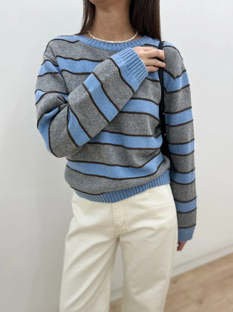 Most - Korean Women Fashion - #momslook - Combo Stripe Knit Sweater - 3