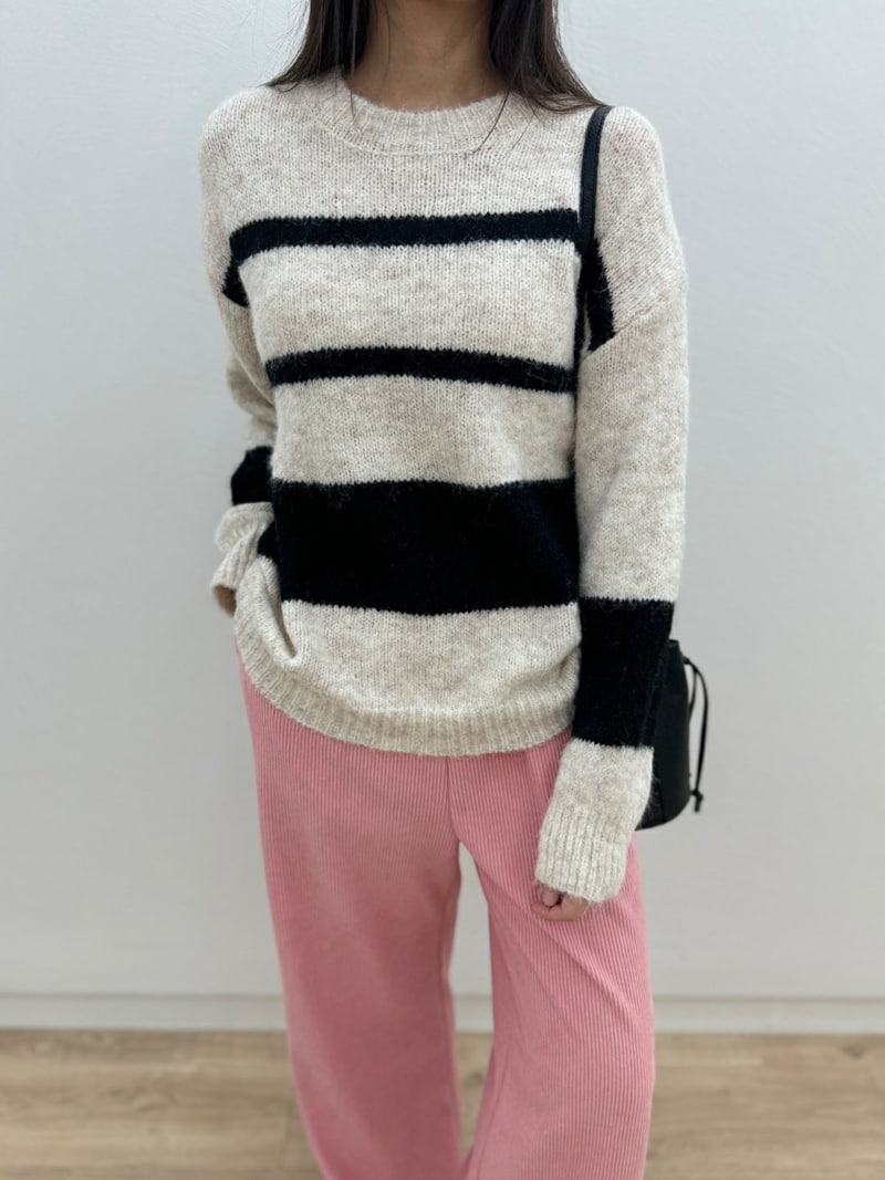 Most - Korean Women Fashion - #momslook - Again Stripe Knit Sweater - 4