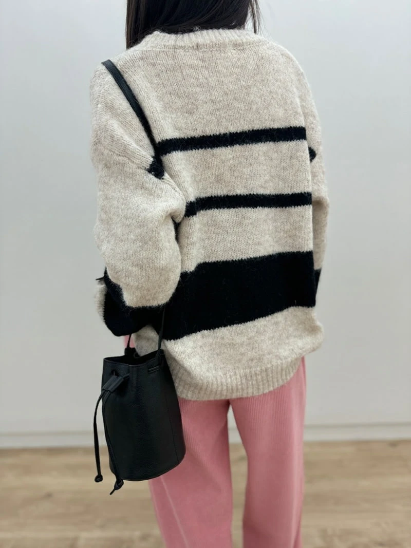 Most - Korean Women Fashion - #womensfashion - Again Stripe Knit Sweater - 6