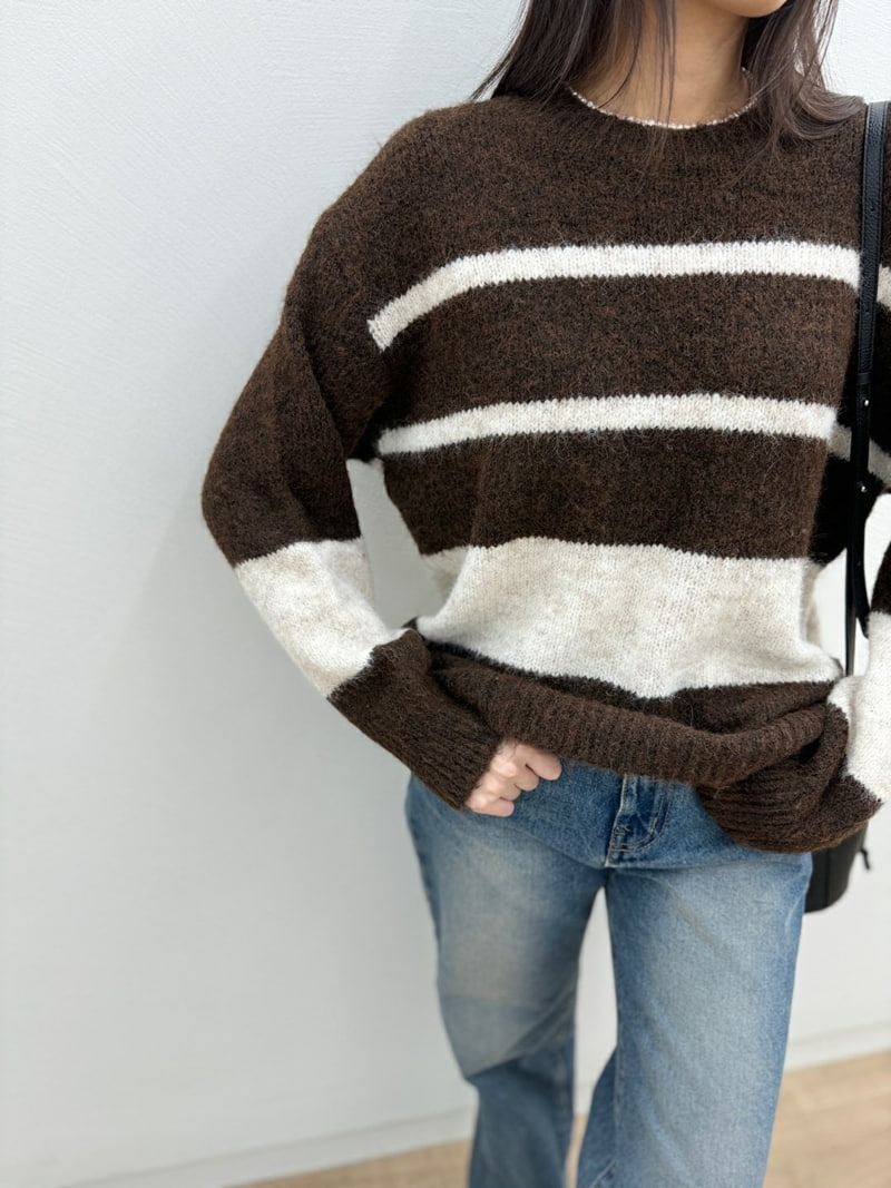 Most - Korean Women Fashion - #womensfashion - Again Stripe Knit Sweater - 8