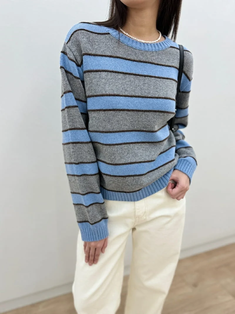 Most - Korean Women Fashion - #momslook - Combo Stripe Knit Sweater - 4