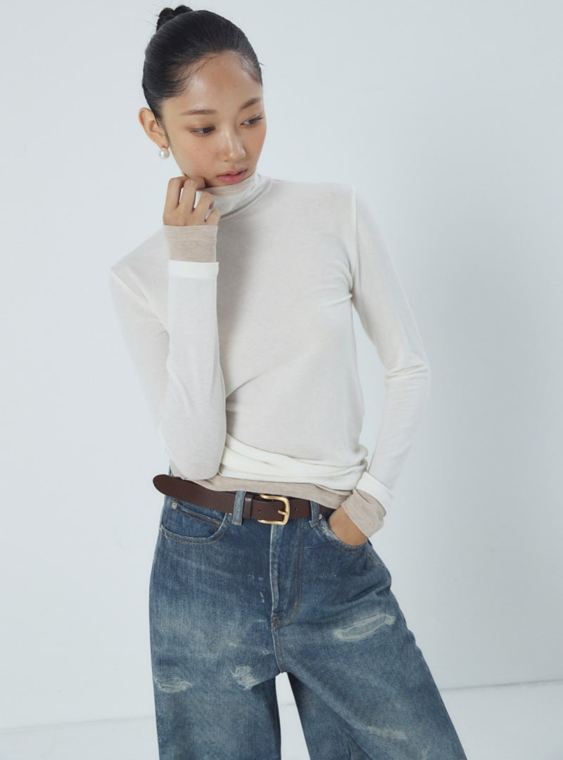 Neroli36 - Korean Women Fashion - #momslook - Wool Double Turtleneck Tee - 5