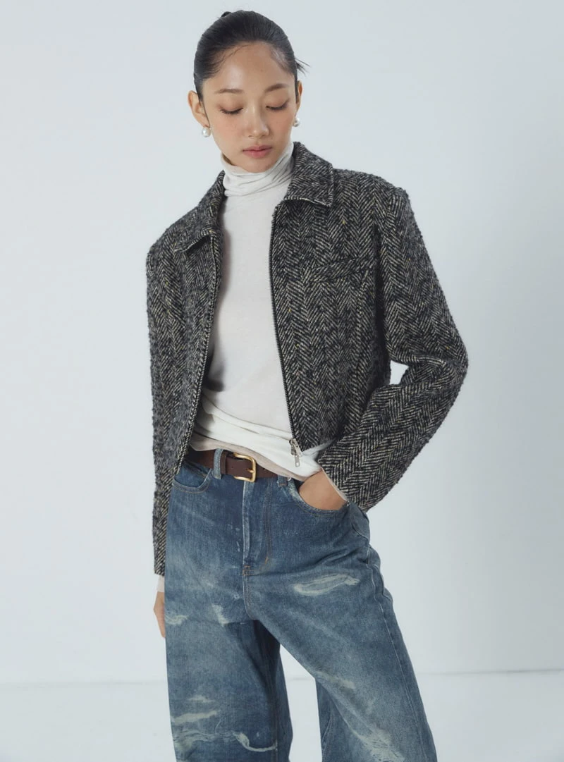 Neroli36 - Korean Women Fashion - #momslook - Herringbone Short Jacket - 10