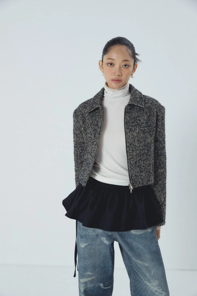 Neroli36 - Korean Women Fashion - #womensfashion - Herringbone Short Jacket - 4