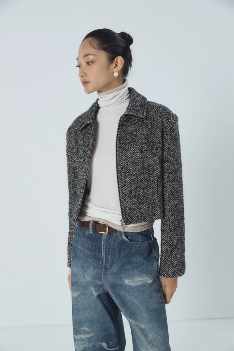 Neroli36 - Korean Women Fashion - #momslook - Herringbone Short Jacket - 8