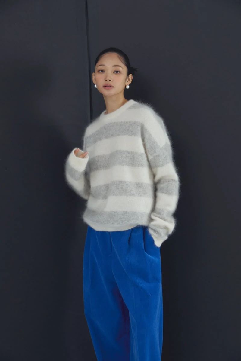 Neroli36 - Korean Women Fashion - #momslook - Mohair Stripe Knit Sweater - 6