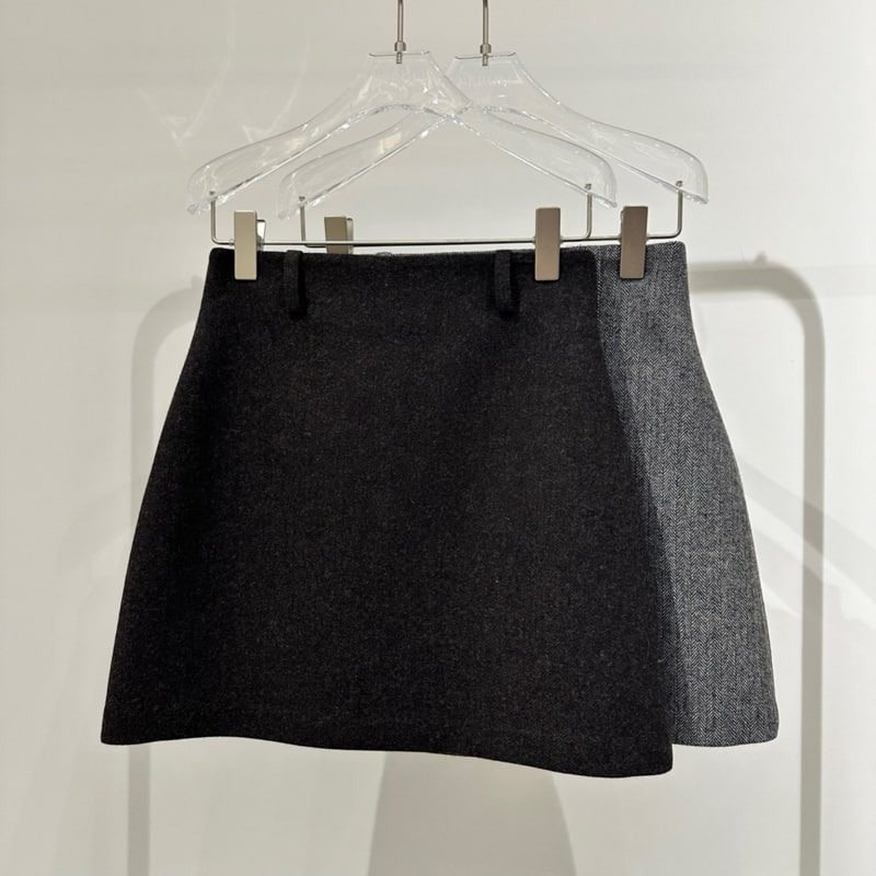 Neroli36 - Korean Women Fashion - #womensfashion - Wool Herringbone Mini Skirt