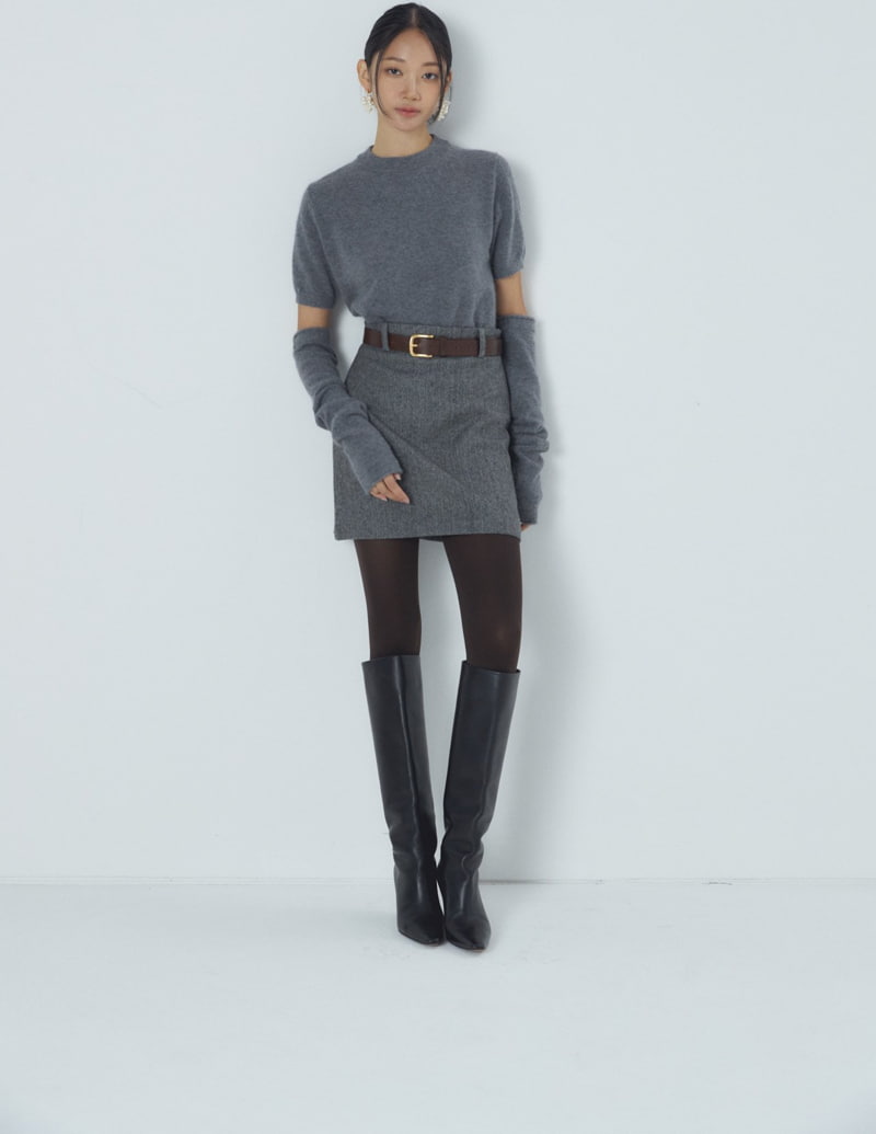 Neroli36 - Korean Women Fashion - #womensfashion - Wool Herringbone Mini Skirt - 5