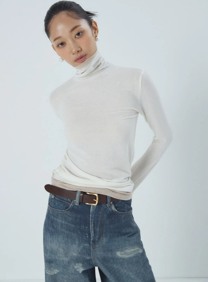 Neroli36 - Korean Women Fashion - #momslook - Wool Double Turtleneck Tee - 4