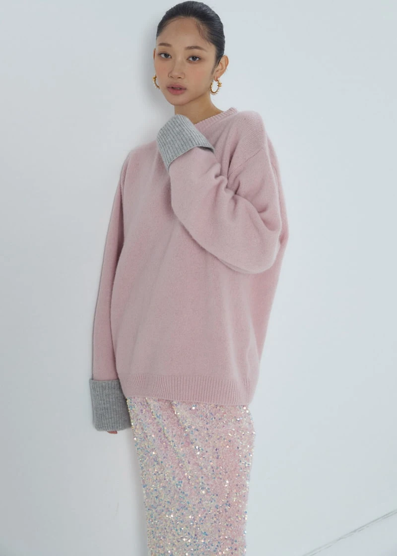 Neroli36 - Korean Women Fashion - #womensfashion - Sleeve Colored Wool Knit Sweater - 5