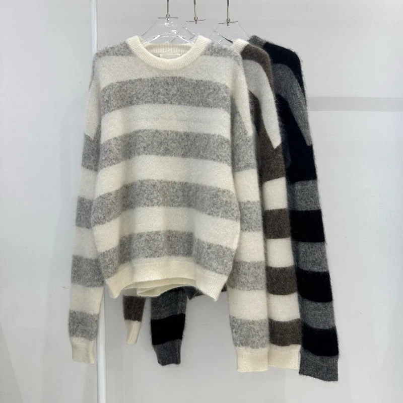 Neroli36 - Korean Women Fashion - #womensfashion - Mohair Stripe Knit Sweater