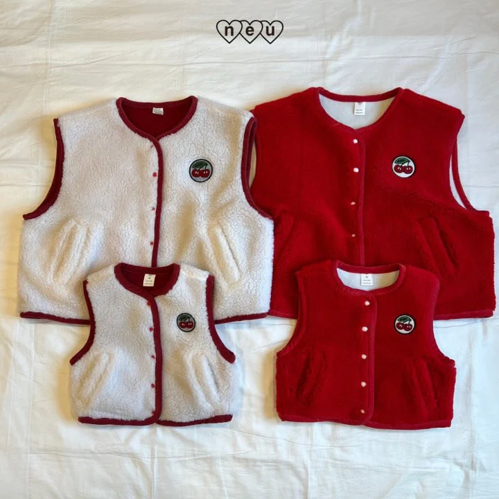 Neu - Korean Children Fashion - #childrensboutique - Cherry Dumble Vest With Mom