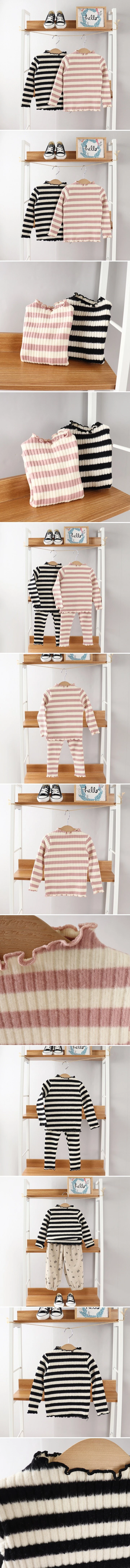 New Pierrot - Korean Children Fashion - #Kfashion4kids - Stripe Fleece Tee