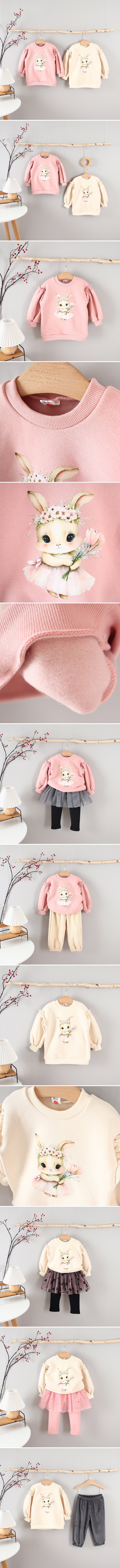 New Pierrot - Korean Children Fashion - #magicofchildhood - Rabbit Fleece Long Tee