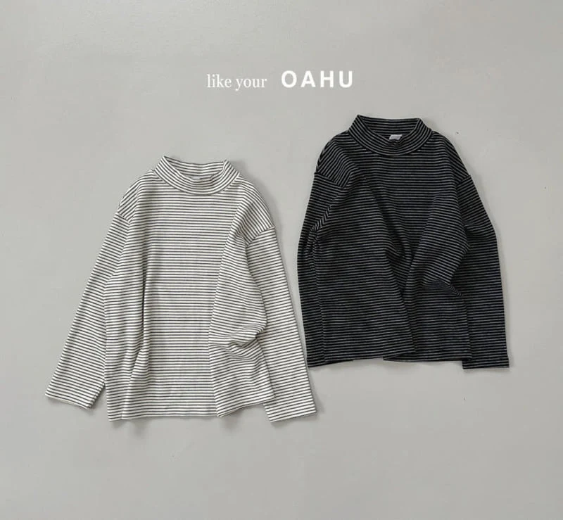 O'Ahu - Korean Children Fashion - #childrensboutique - Double Stripe Turtleneck Tee