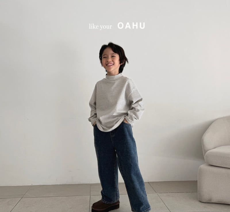 O'Ahu - Korean Children Fashion - #discoveringself - Double Stripe Turtleneck Tee - 3