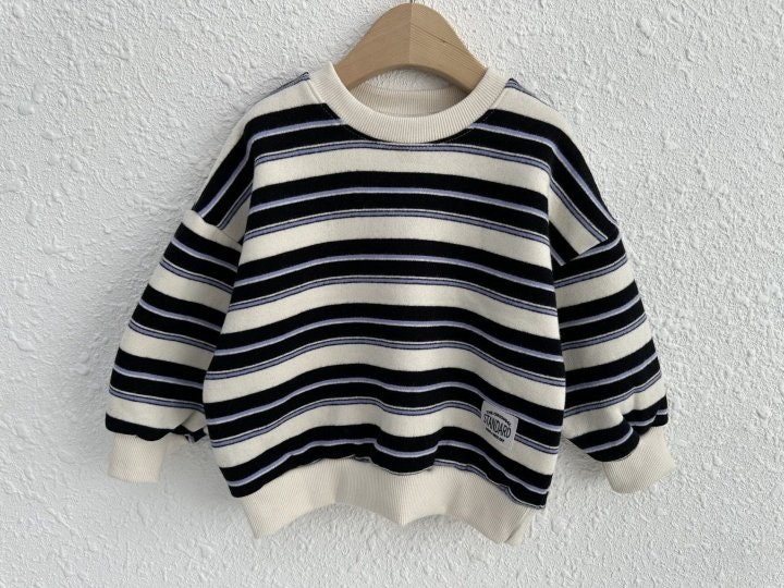 Olivie - Korean Children Fashion - #toddlerclothing - Cream Stripe Sweatshirts - 4