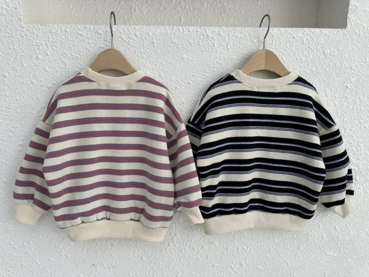 Olivie - Korean Children Fashion - #todddlerfashion - Cream Stripe Sweatshirts - 2