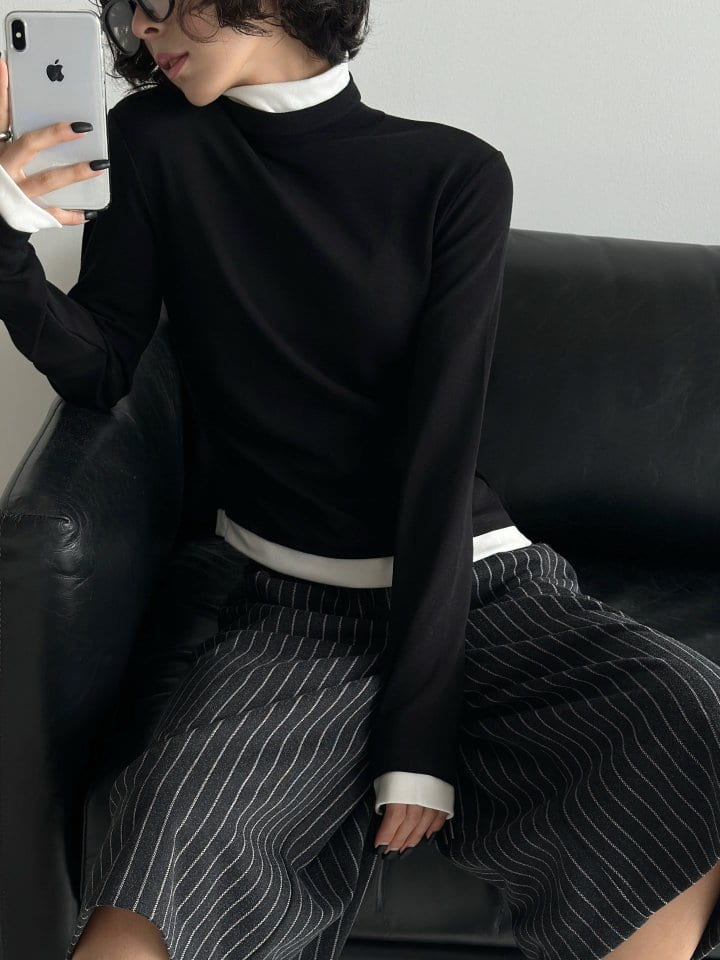 One the woman - Korean Women Fashion - #momslook - Festival Colored Turtleneck Tee - 5