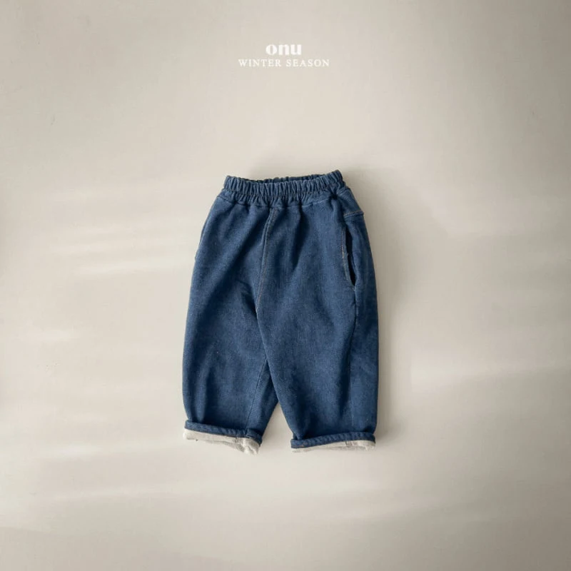 Onu - Korean Children Fashion - #kidsshorts - Fleece Daily Denim Pants - 3