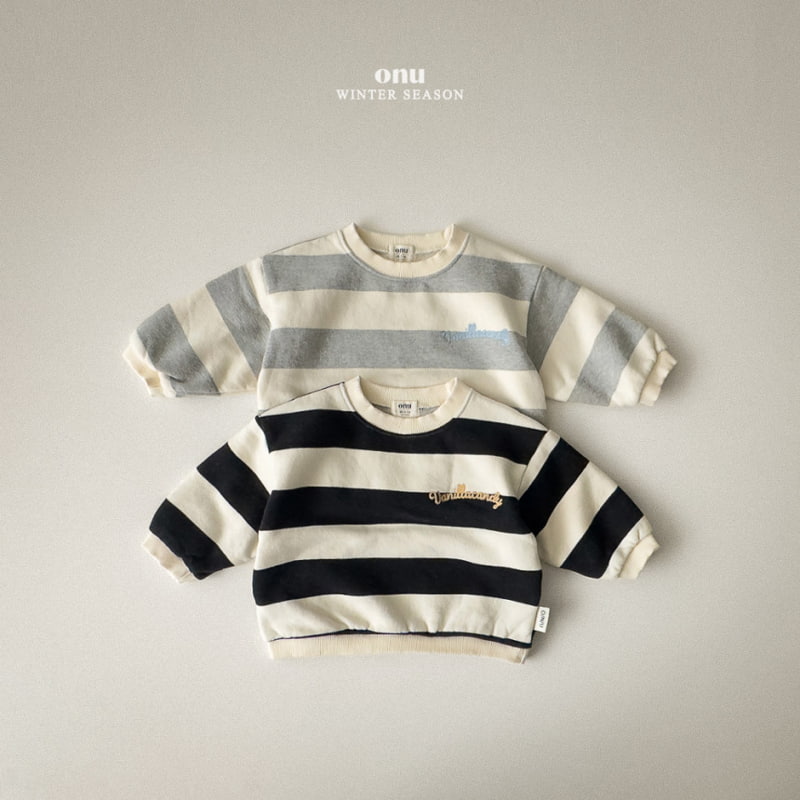 Onu - Korean Children Fashion - #kidzfashiontrend - Fleece Stripe Sweatshirt