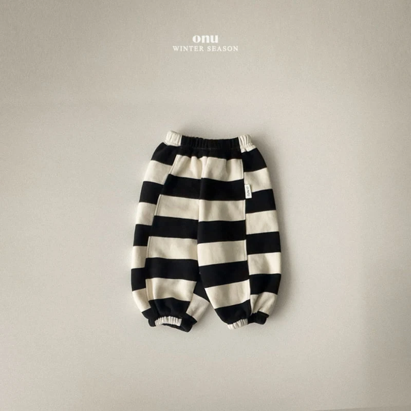 Onu - Korean Children Fashion - #littlefashionista - Fleece Stripe Jogger Pants - 2