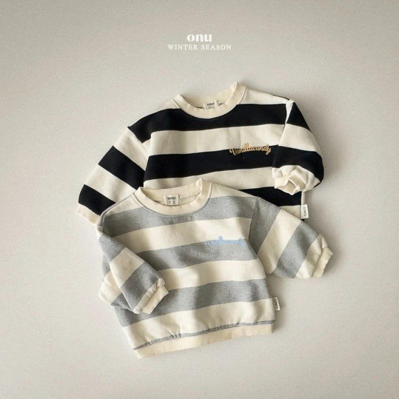 Onu - Korean Children Fashion - #minifashionista - Fleece Stripe Sweatshirt - 5