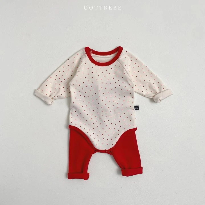 Oott Bebe - Korean Baby Fashion - #babyclothing - Mini Heart Suit Set (Suit + leggings) - 8