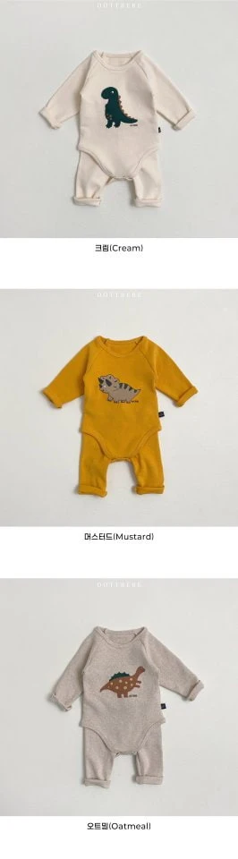 Oott Bebe - Korean Baby Fashion - #babyfever - Baby Dino Suit Set (Suit + leggings) - 12