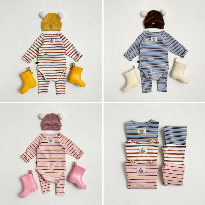 Oott Bebe - Korean Baby Fashion - #onlinebabyshop - Rainbow Romper with Leggings - 9