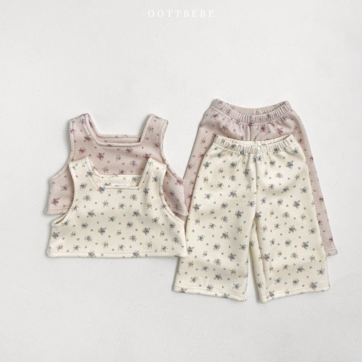 Oott Bebe - Korean Children Fashion - #designkidswear - Winter Flower Top Bottom Set - 6