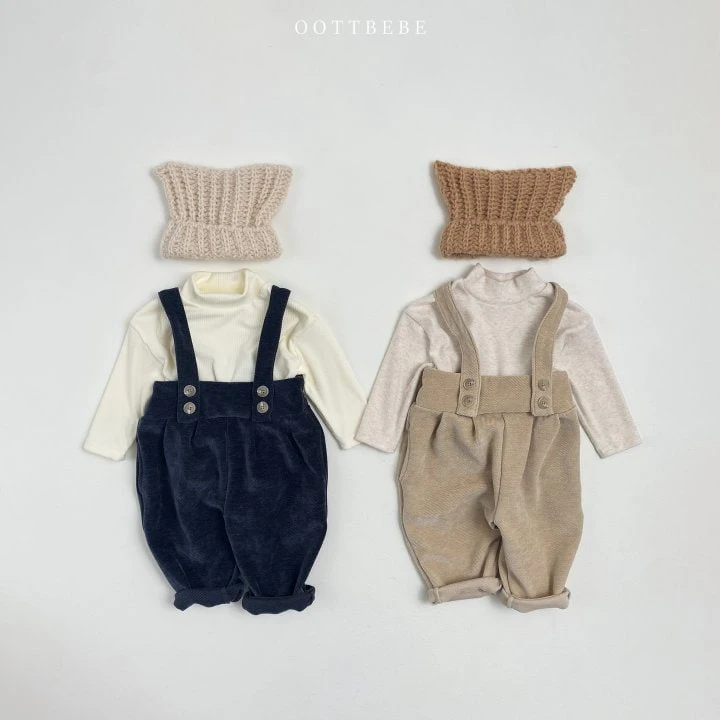 Oott Bebe - Korean Children Fashion - #kidsshorts - Velore Suspender Pants - 3