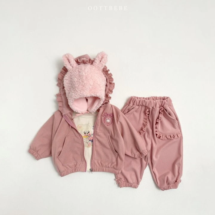 Oott Bebe - Korean Children Fashion - #todddlerfashion - Frill Hood Zip-up Jacket - 10