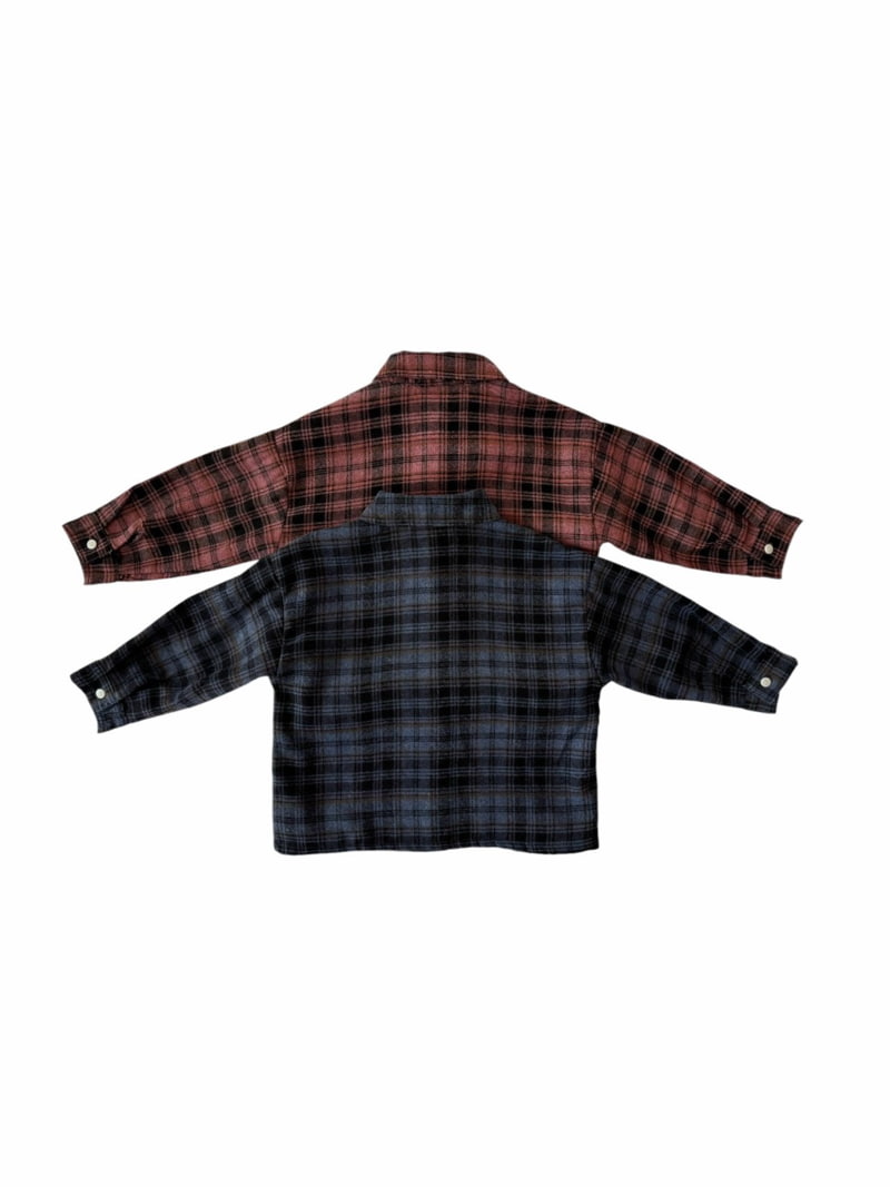 Our - Korean Children Fashion - #kidzfashiontrend - Fuzz Check Shirt - 9