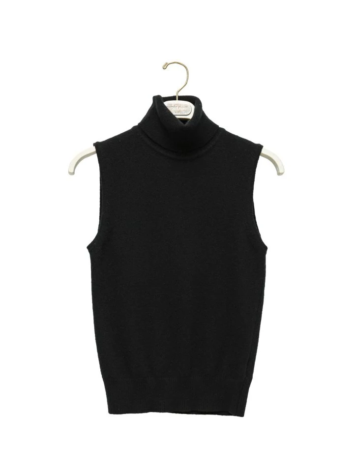 Paper Moon - Korean Women Fashion - #womensfashion - Cashmere Turtleneck Sleeveless Knit Top - 4