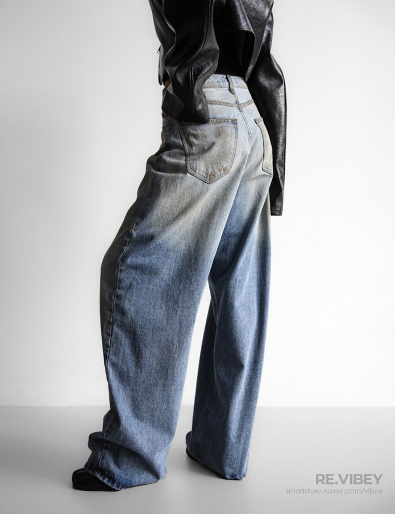 Paper Moon - Korean Women Fashion - #momslook - Dusty Mud Washing Wide Denim Trousers - 5